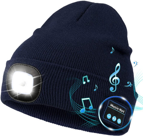 Bluetooth Beanie Hat with LED Light  Wireless Headphones